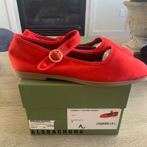 Alexa Chung Red Ballet Mary Jane Flats NWT Size 38